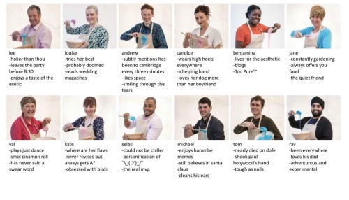 thatshowruinedmylife:tag urself #gbbo #greatbritishbakeoff #selasi #paulandmary #bakeoff