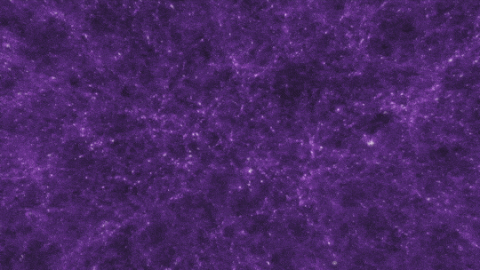 Bu animasyon, parlayan mor galaksilerden oluşan bir ağ ile başlar. Ekran neredeyse tamamen onlar tarafından kaplanmıştır. Sonra görüş, uzayda ilerliyormuşuz gibi değişir. Her taraftan soluk, dumanlı dallarla birbirine bağlanan parlak gökada kümeleri geçer.