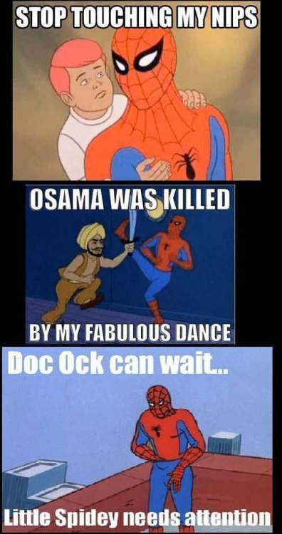 oddysee:  iraffiruse:  Frozach Submitted  Never has anything on the internet made me laugh harder than this fucking spidermeme thing. So much funny. 