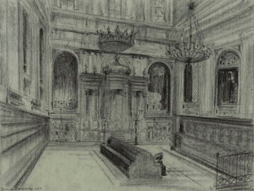 George Kreskentevich LoukomskiThe interior of the Levantine synagogue, Ancona,1934