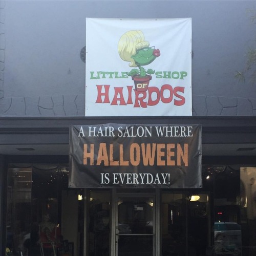 Look what opened in #downtown #Upland. #soulmates #hairsalon #spooky #littleshopofhorrors #halloween