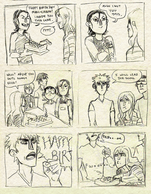 kibsscribs:  A bunch of comics I drew about the goofy shit that happened at my birthday party last weekend… Except with Yowapedals. Don’t drink. PS that cake is real. 