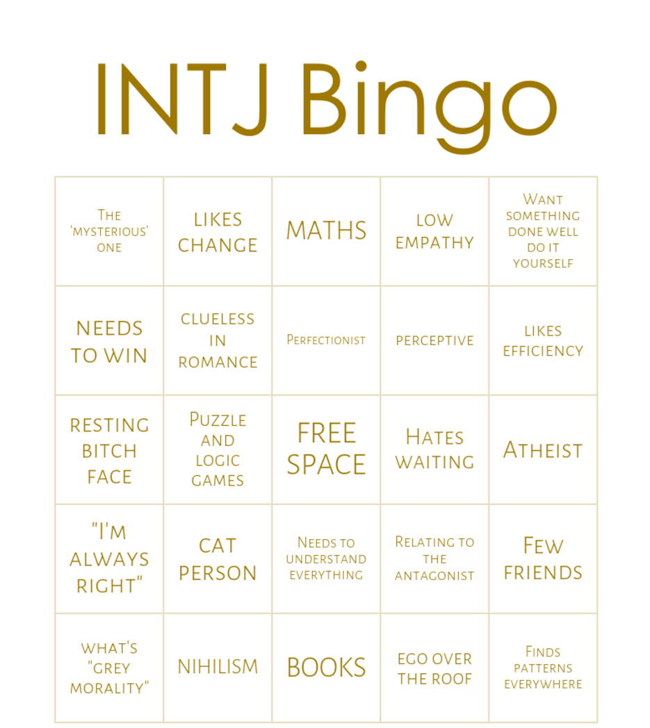 Bingo Series - INTJ bingo!