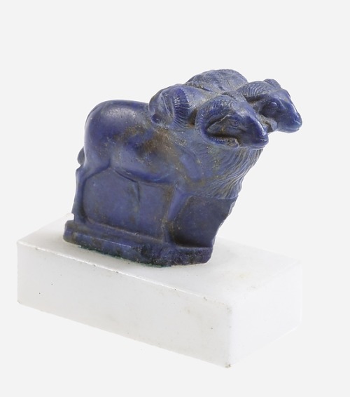 Amulet of BanebdjedetDepicted with four ram heads, made of lapis-lazuli. Late Period, ca. 664-332 BC