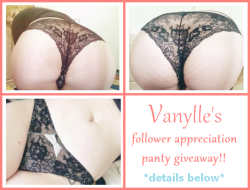 vanyllux:  you guys are so awesome, so i decided to do a panty giveaway!! (normally i charge ุ USD for my panties) ALSO, if you are not into having my personal panties, this is still a decent giveaway cos you can instead opt for a new pair of panties