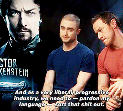dehaanradcliffe:  Daniel Radcliffe (with James McAvoy) when asked about the debate