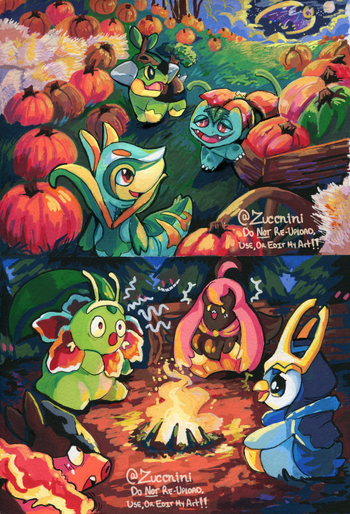 zuccnini: The full series of starters/baby pokemon dressing as their evos for halloween!These where 