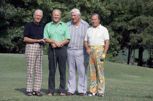 Congressional Golf, Seventies Style
President Gerald Ford and Representatives Les Arends, Tip O’Neill, and John Rhodes show their individual styles on the Andrews Air Force Base golf course during the third annual Congressional Golf Tournament....