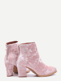 angelsfilth:  Velvet Chunky Heel Booties 43$ | Pink Suede Backpack 25$