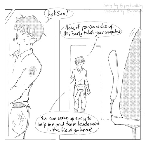 Part 1 – Part 2 This is a comic illustration of the intro to @pendwelling​’s ao3 fanfiction “o