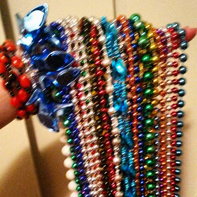 One night&rsquo;s worth of #beads #throws at #mardigras in #NewOrleans #femdom