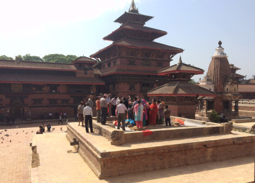 Deity of Char Narayana being worshiped in Patan, Nepal, their temple was destroyed in the earthquake