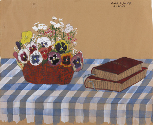 huariqueje: Pansies   -   Elizabeth Bishop , 1960.American, 1911-1979Gouache and graphite on paper, 