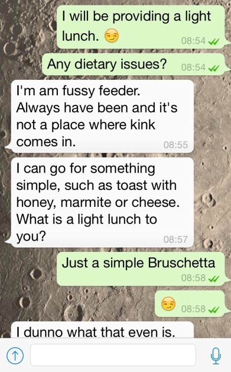 giftedmaster:  Some dialogue with today’s sub and evidence of him working to prepare My lunch. He has cheese on toast as he is a fussy eater, but I did drag a garlic clove across the toast beforehand, which he loved. Educating a slave in new skills