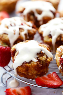 do-not-touch-my-food:    Strawberry Cinnamon Roll Muffins with a Cream Cheese Glaze    Yummy