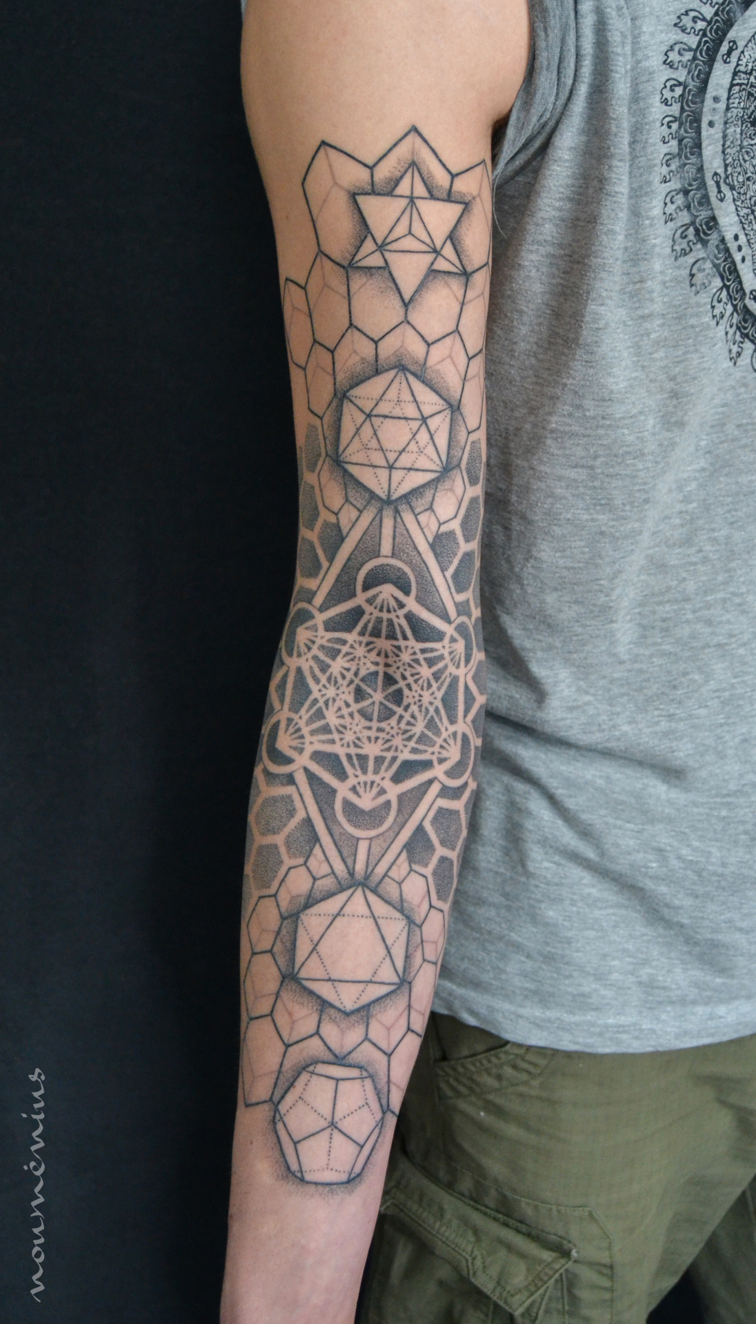 Color Keplers solids tattoo geometric Platonic solids  Tattoos  Triangle tattoo Geometric tattoo