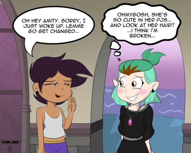 Expanded upon a sketch I did not too long ago. Just Amity going through yet another panic over her crush. And she thought the...