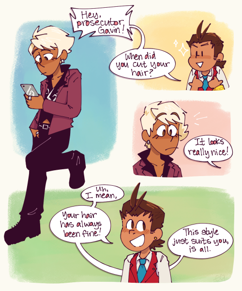 dullahandame:moonrpg:what is flattery? lying with style [ID: a digital comic featuring Klavier Gavin
