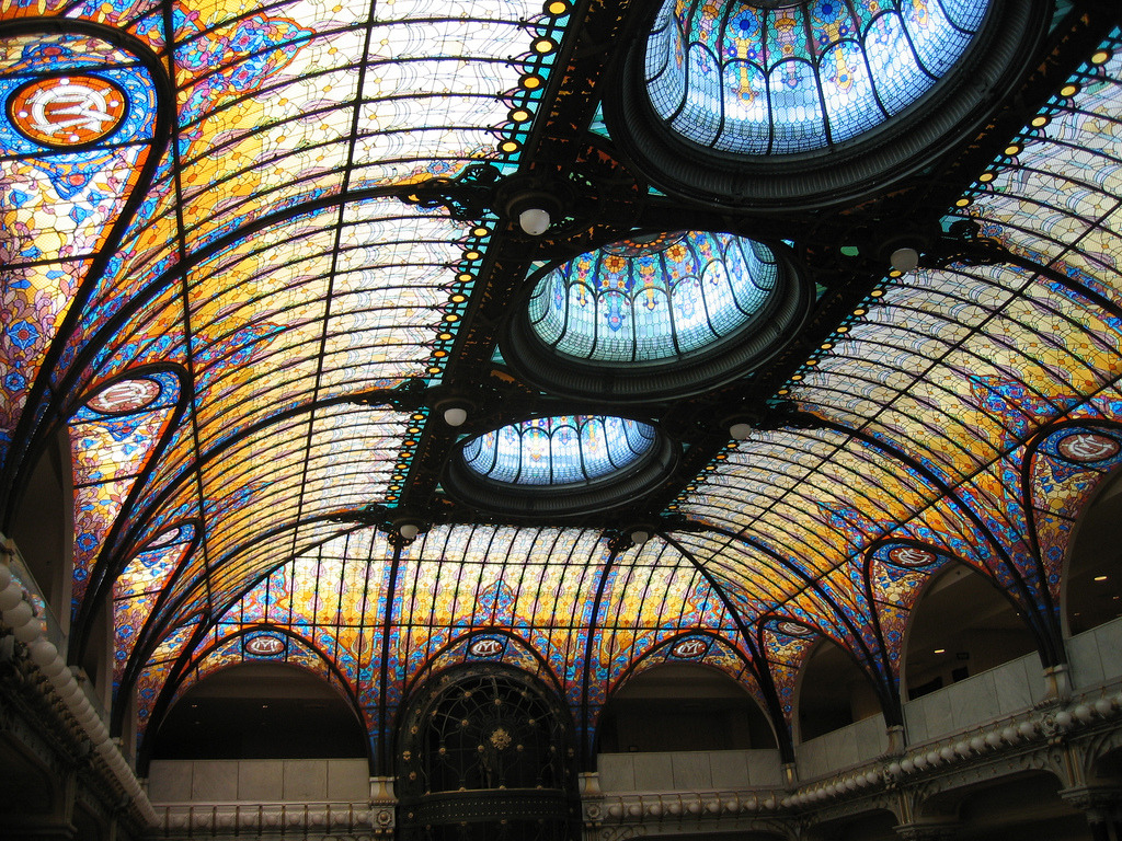 vimyvickers:  Gorgeous stained-glass skylight ceilings in the Art Nouveau style,