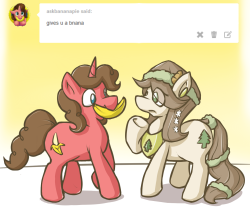 askpinepony:  Asked by: askbananapie  Thanks for the banana.  :D  x3 Cute~! :3