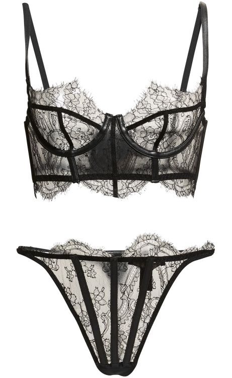 Kiki de Montparnasse | Leather and Lace • French lace + leather trim set