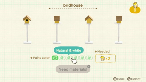 Item: birdhouse# of customizations: 6Customization names: natural, dark brown, natural & white, 