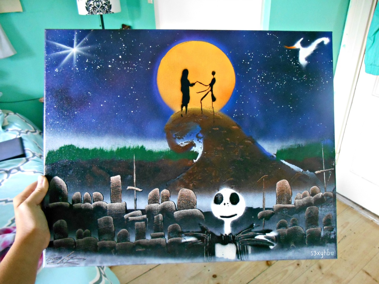r4djill:  s3xyhbu:  this painting was made with spray paint  it was so cool   