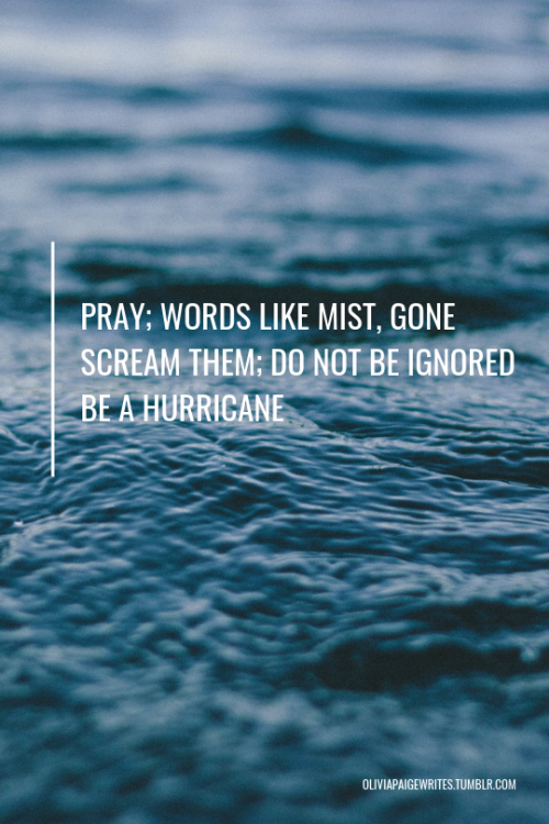 Pray; words like mist, goneScream them; do not be ignoredBe a hurricane