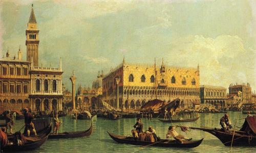 artist-canaletto: Piazzetand the Doge s Palace from the Bacino di San Marco, 1737, CanalettoMedium: 
