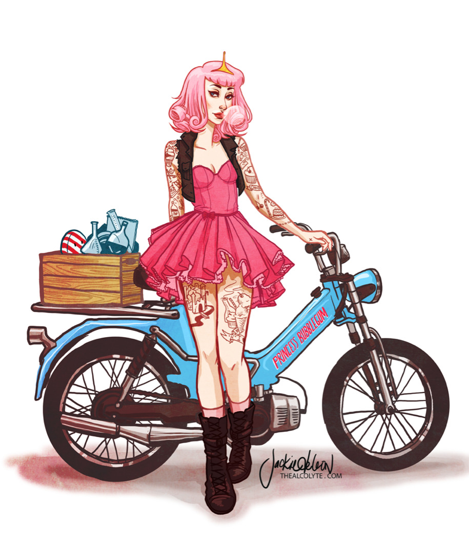 miss-love:  thealcolyte:  Adventure Time Moped Gang!  by Jacquelin de Leon You can