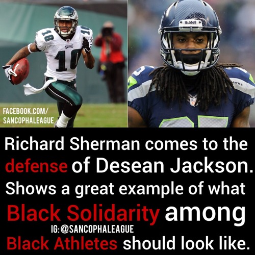 sancophaleague:  Richard Sherman does it again! This time he wrote an article coming to the defense of former Philadelphia Eagles receiver Desean Jackson. If you haven’t heard Desean was recently released from the Philadelphia Eagles for allegedly having