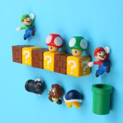 hella90s:  DESIGN YOUR OWN SUPER MARIO BROS. LEVEL!!Create new Super Mario levels with this brilliant fridge magnet set based on the legendary video game character. With an array of different character and icon magnets, build your own Mushroom Kingdom