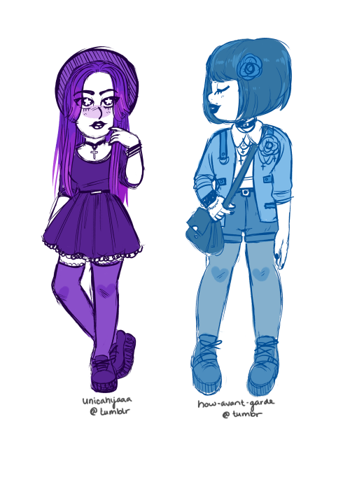 I started doodling ladies from lookbook as practicealso added their social media stuff for creds and