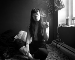 vivian-fu:  vivian-fu:  Self Portrait in Cheyenne’s Living Room, Brooklyn, January 2014 by Vivian Fu  a b&amp;w photo i took that i’m alright with