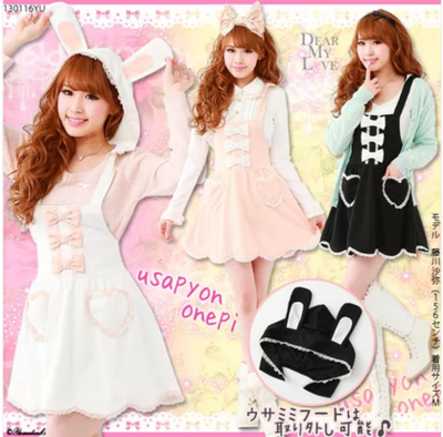 Bunny ear hat, bow tie suspender dress, loving heart pocket (free shipping)  |  Use code “himicandy5