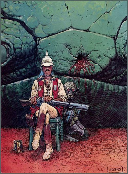 peterschlehmil: peterschlehmil: Moebius (Jean Giraud)_ Major Gruber shot the dragon_artwork for Heav