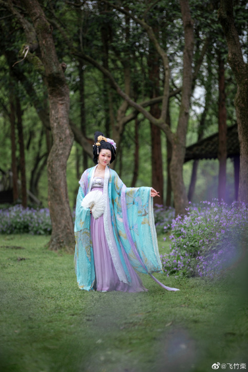 chinese hanfu in tang dynasty style by 竹里馆汉服