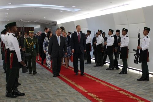 Their Royal Highnesses The Earl and Countess of Wessex arriving in Brunei for the Golden Jubilee Cel