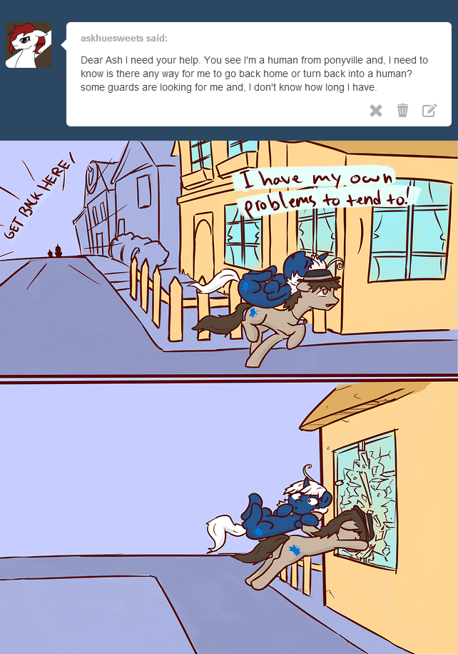 asksweetdisaster:  ask-ash-in-equestria:  Ash: I think we lost them… Hopefully…