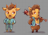 charmophron:steddie kiss gamble doodles + villager bat!eddie with some villager steve animal variations