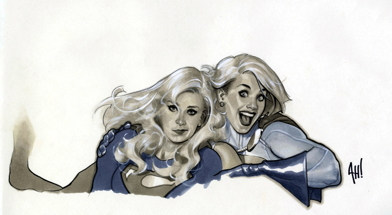 comic-book-ladies:  Supergirl &amp; Power Girl by Adam Hughes 