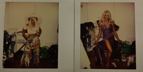 Lil Kim & Misa Hylton playing dress up behind the scenes of Kim’s “Notorious K.I.M” shoot. One w