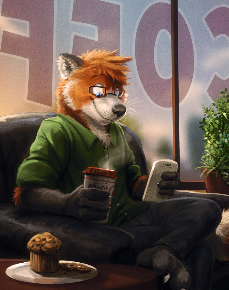 temiree: Commission for Minireddish, featuring his character, Mini! Here he  is enjoying