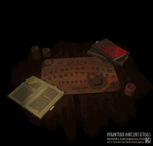 A ouija board for Drawtober’s fifth prompt, Ancient Rituals. I just love witchy/ghost aesthetics