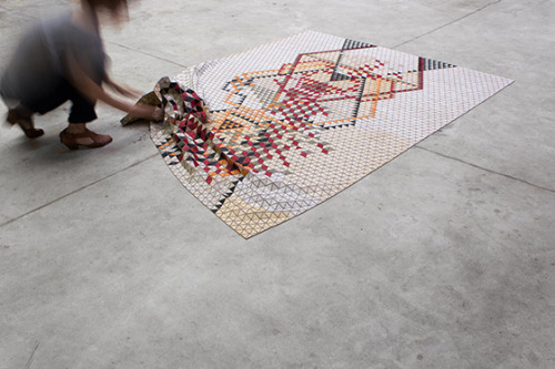 thefrozenrose: minitotoro: Elisa Strozyk Wooden. Rugs. Rolls those two words around in your mind hol