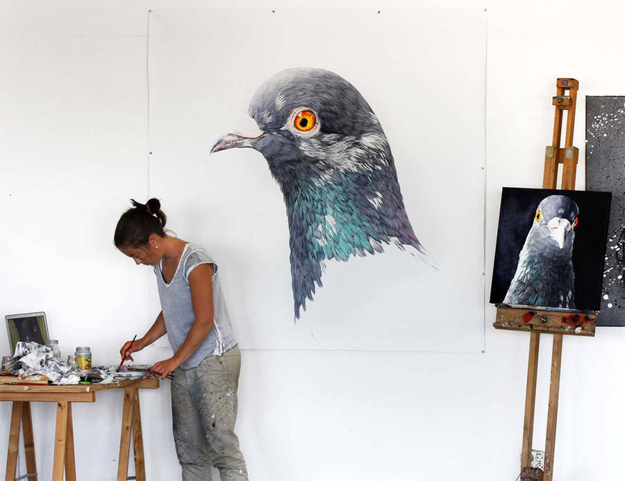 fat-birds:  npr:  culturenlifestyle:  Adele Renault Paints Incredibly Realistic Pigeon