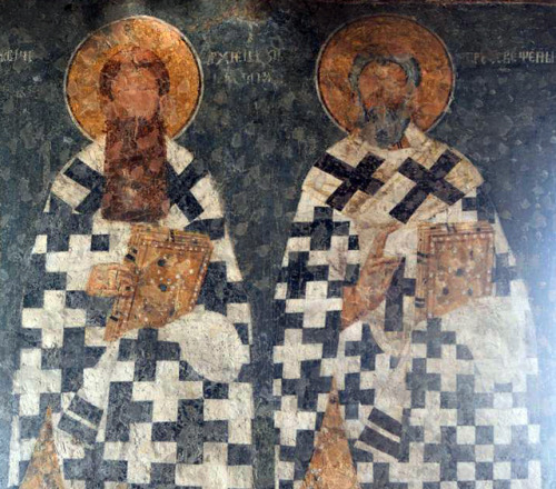 Fresco in the Church of Our Lady of Ljeviš, Prizren (founded c. 1306).The church was converted to a 