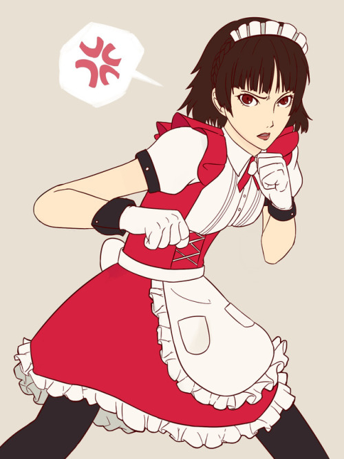 truejekart:  Angry maid Makoto will kick your butt.  P.S: I want to draw more P5 stuff because it&rs