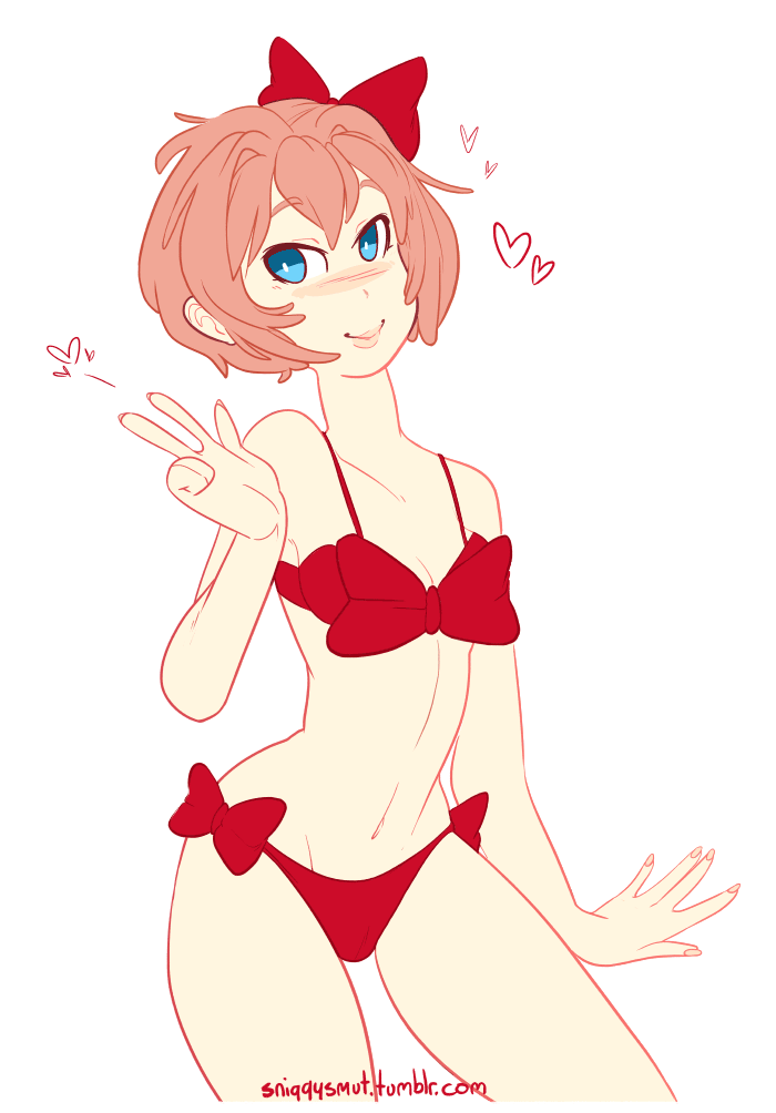 sniggysmut:sayori and bows~ characters portrayed are 18+
