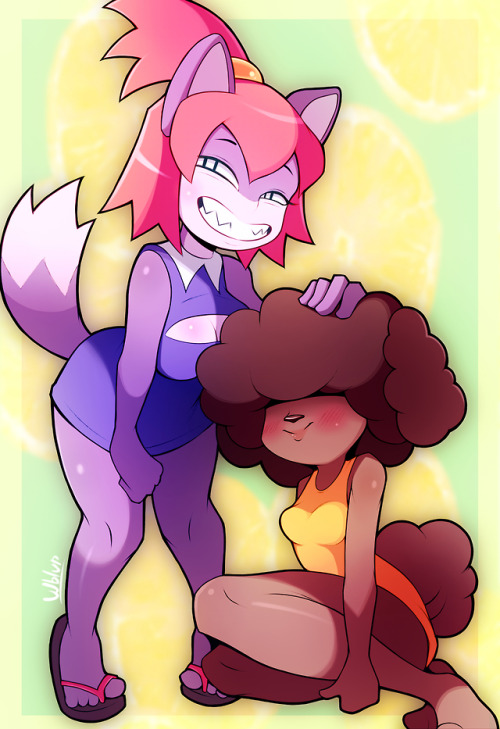 Another birthday gift to @niceupdog at twitterHer characters name Lex on the left and Summer on the 